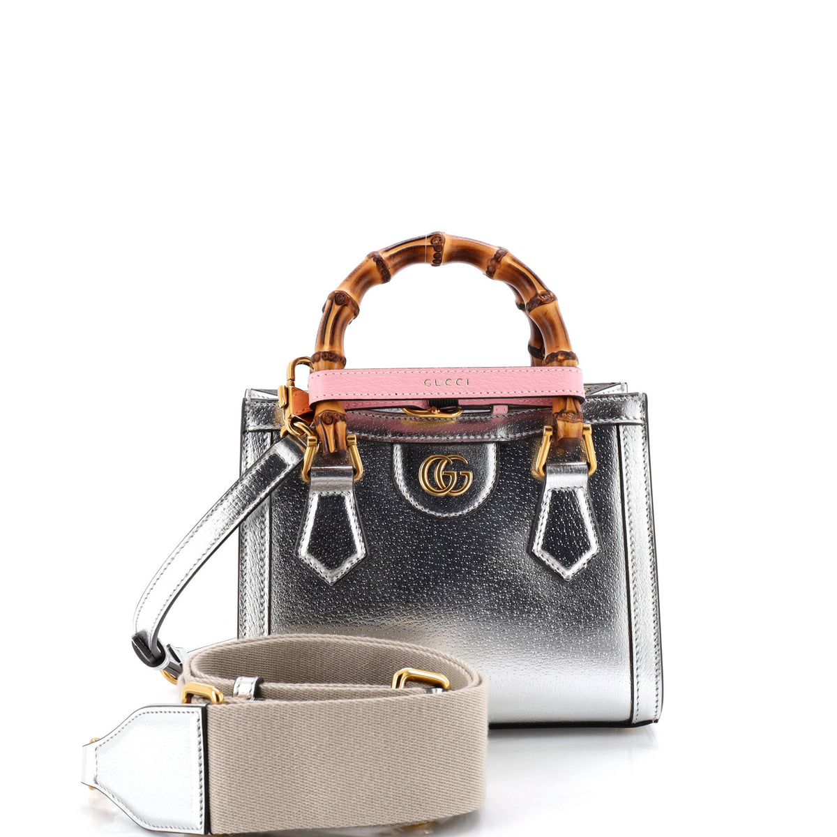 Gucci GUCCI Diana NM Bamboo Handle Tote Leather Mini