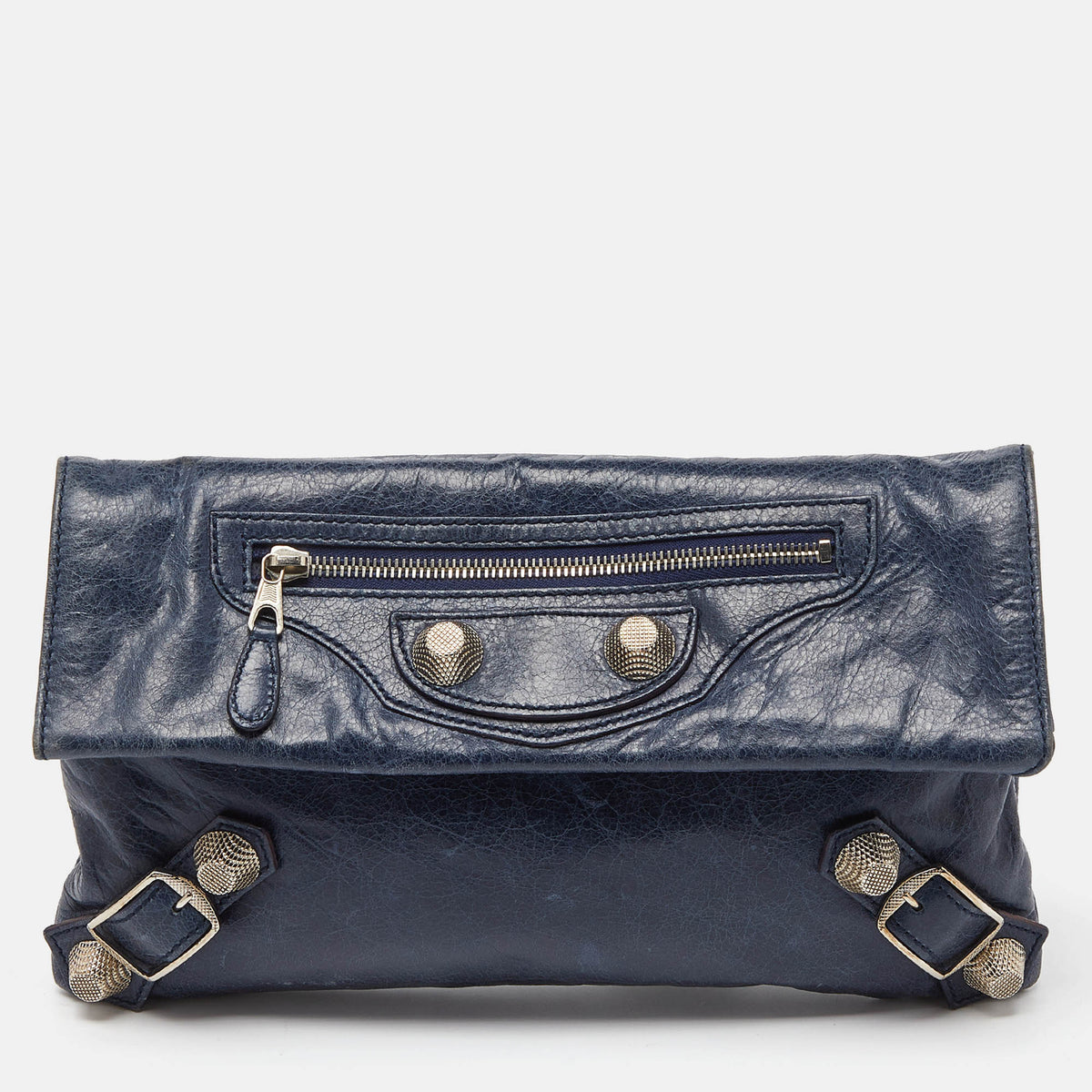 Balenciaga Blue Leather Giant 21 Envelope Clutch
