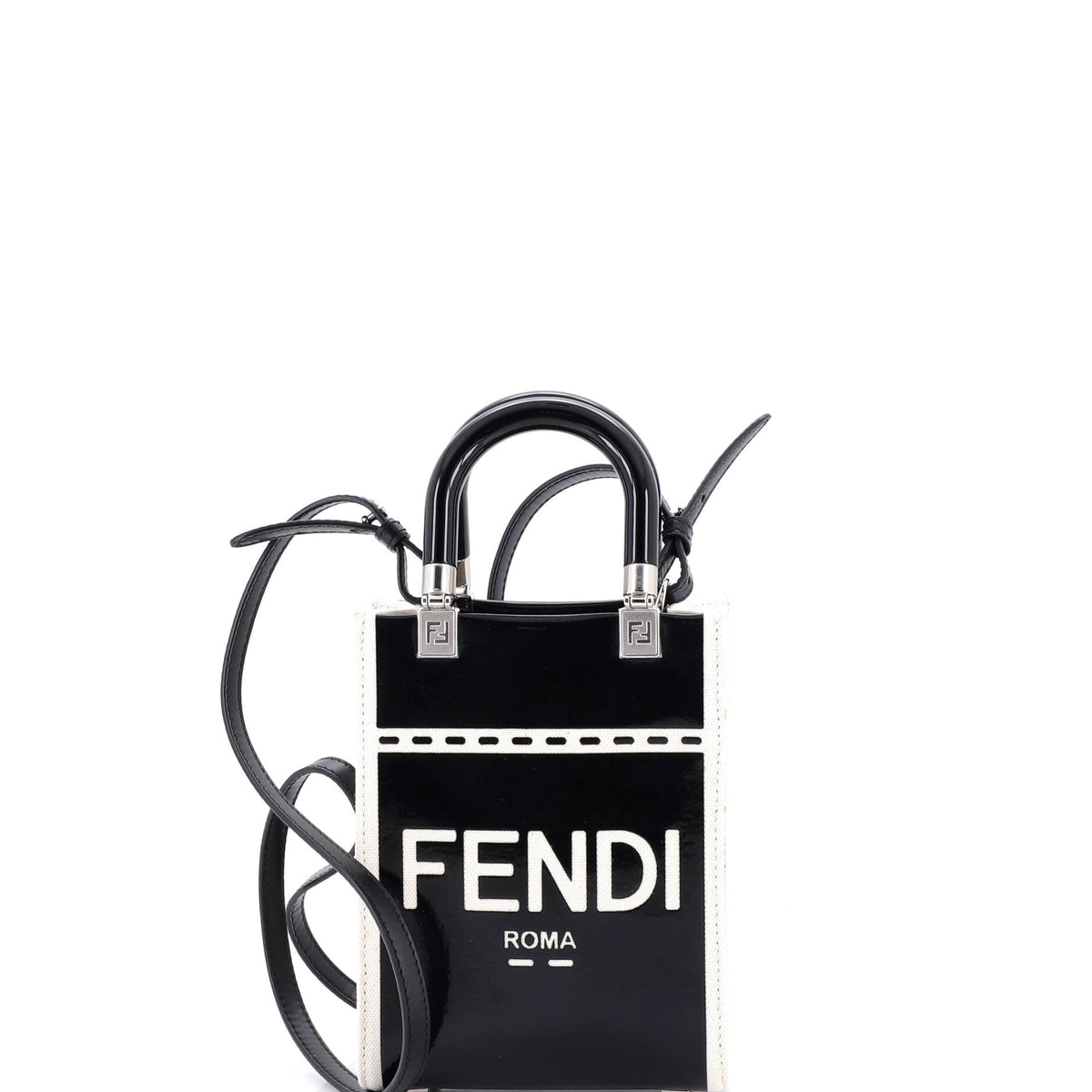 Fendi FENDI Sunshine Shopper Tote Patent and Canvas Mini