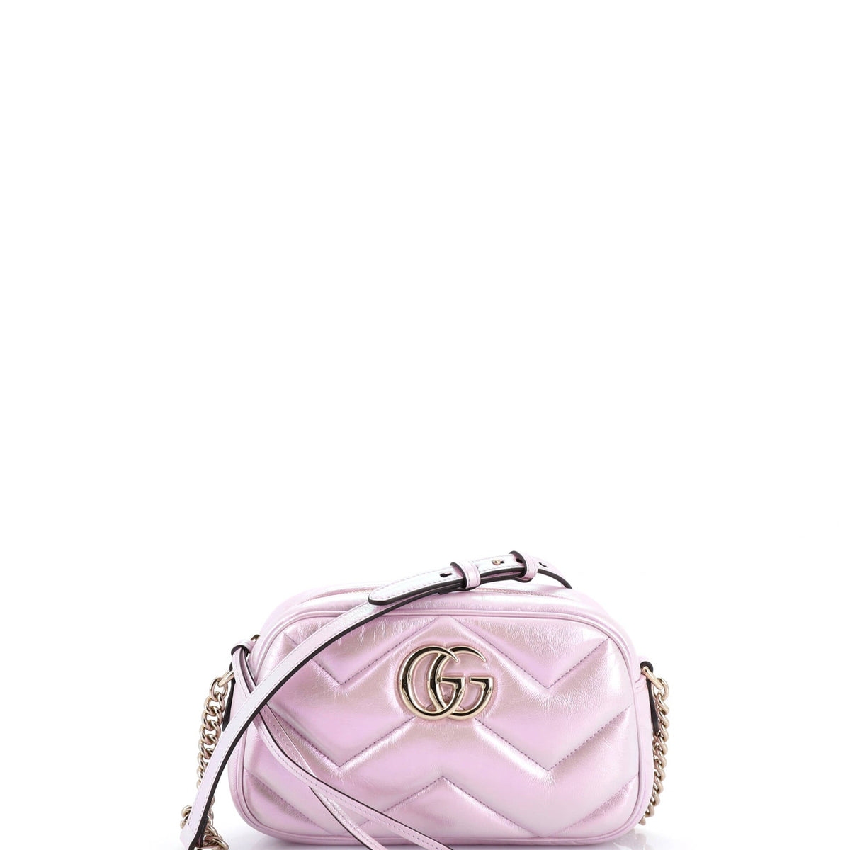 Gucci GUCCI GG Marmont Shoulder Bag Chevron Iridescent Leather Small