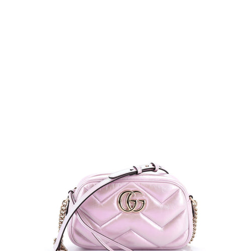 GUCCI GG Marmont Shoulder Bag Chevron Iridescent Leather Small