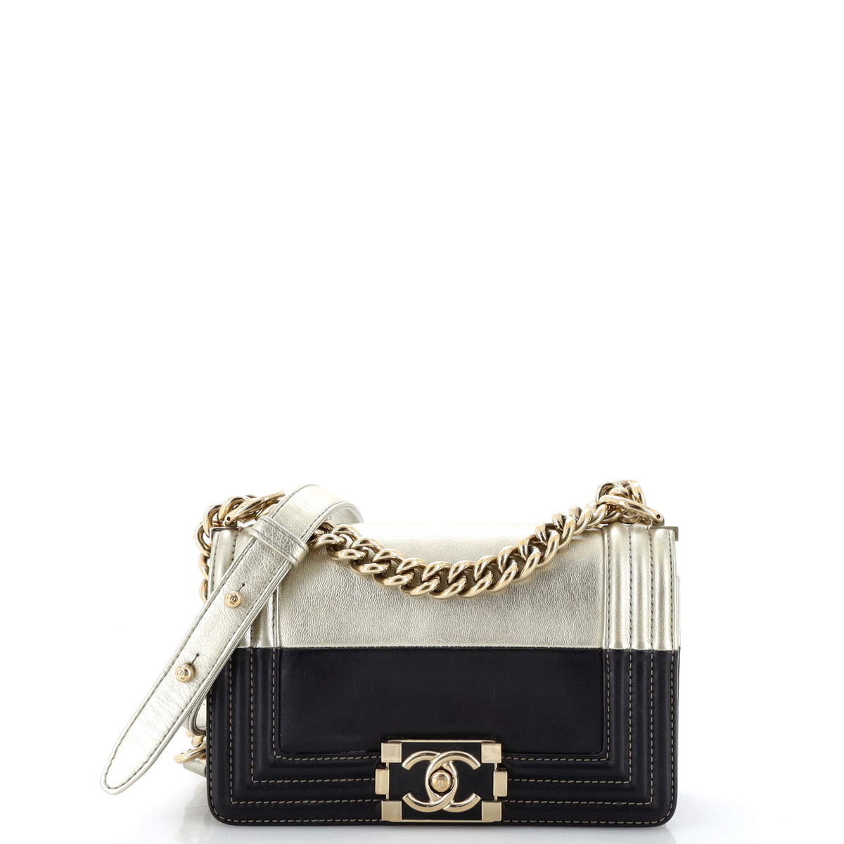Chanel CHANEL Bicolor Boy Flap Bag Calfskin Small