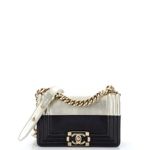 CHANEL Bicolor Boy Flap Bag Calfskin Small
