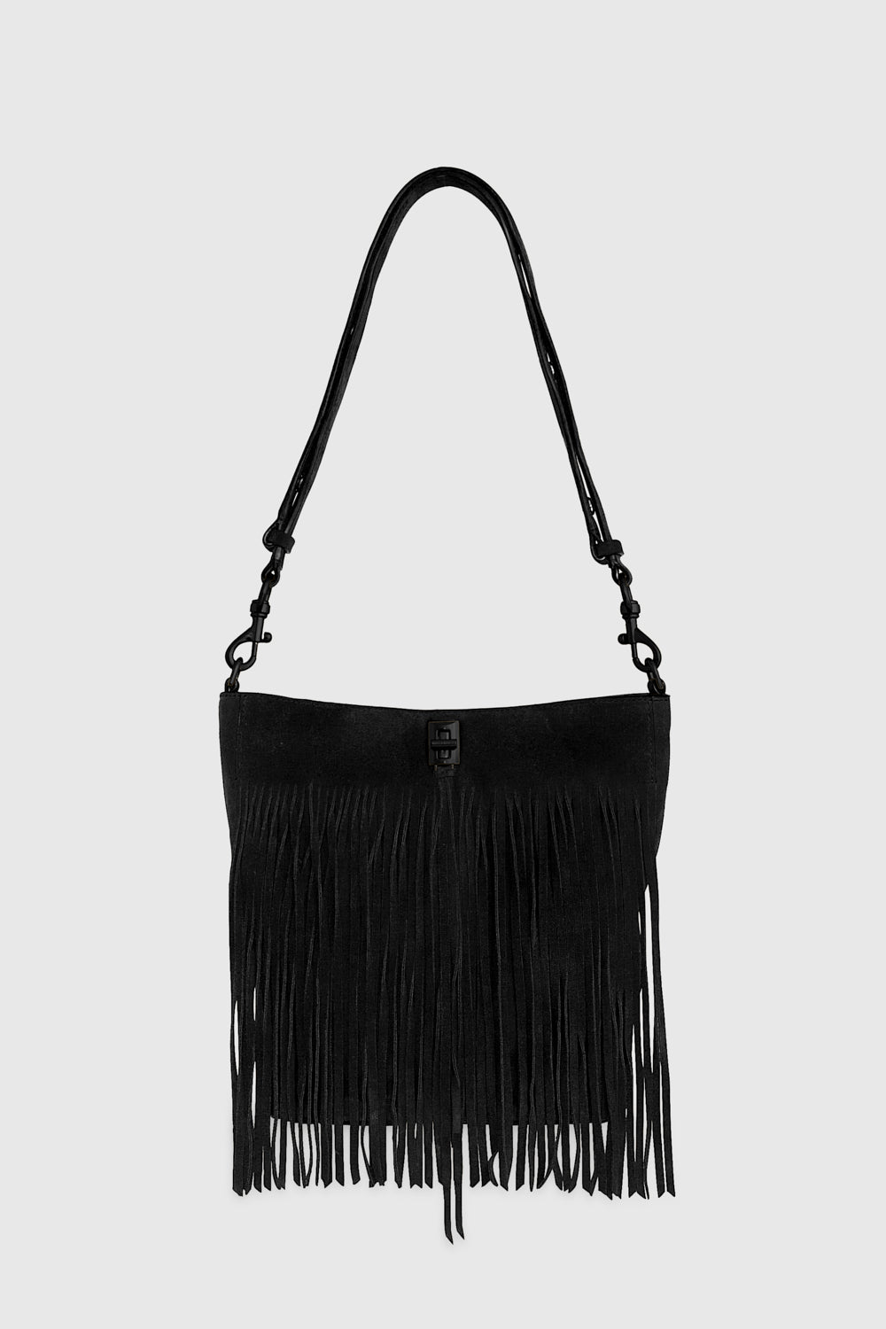 Darren Bucket Bag mit Fransen in Schwarz