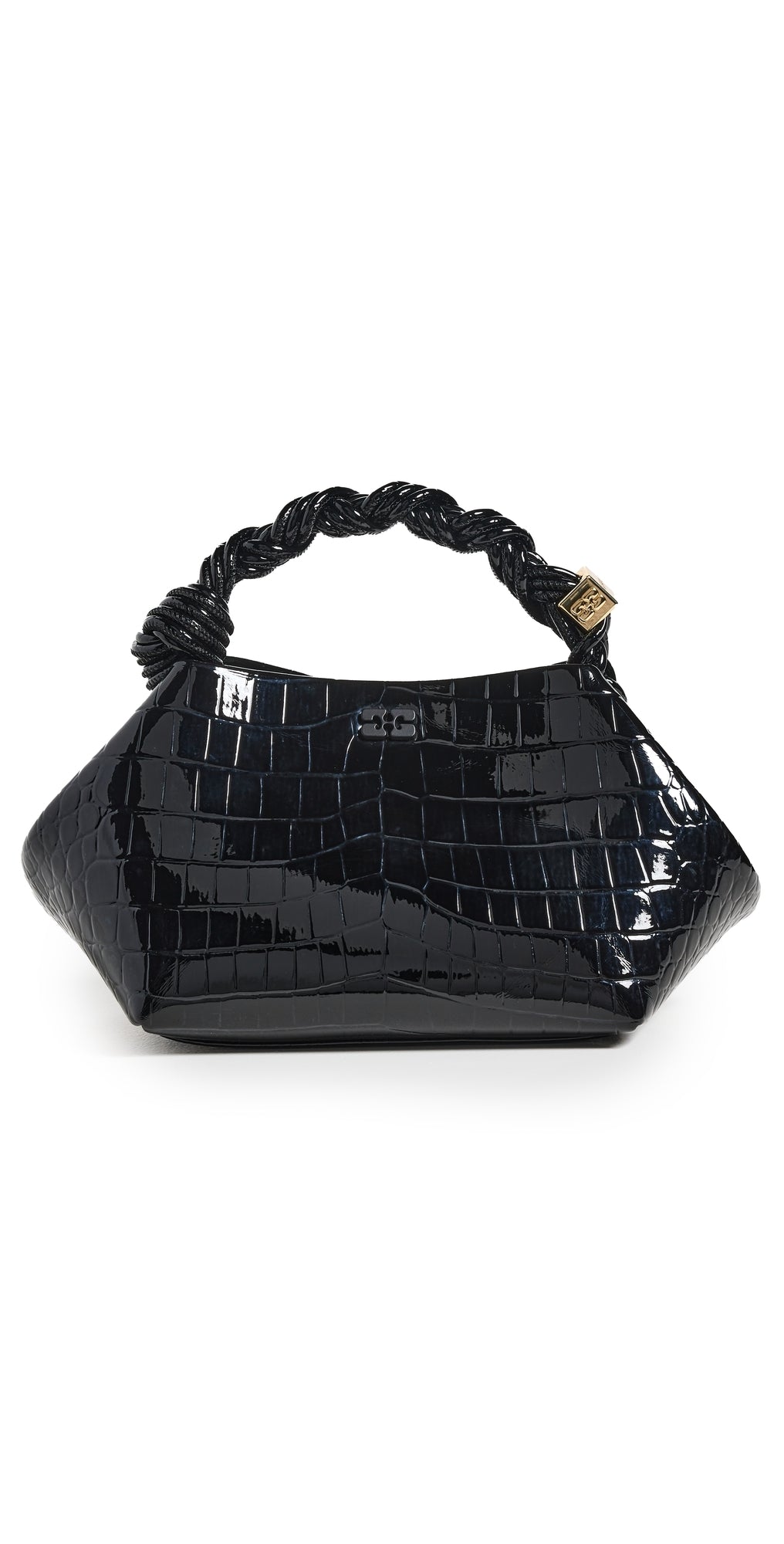 Ganni Patent Croco Bou Bag Small Black One Size
