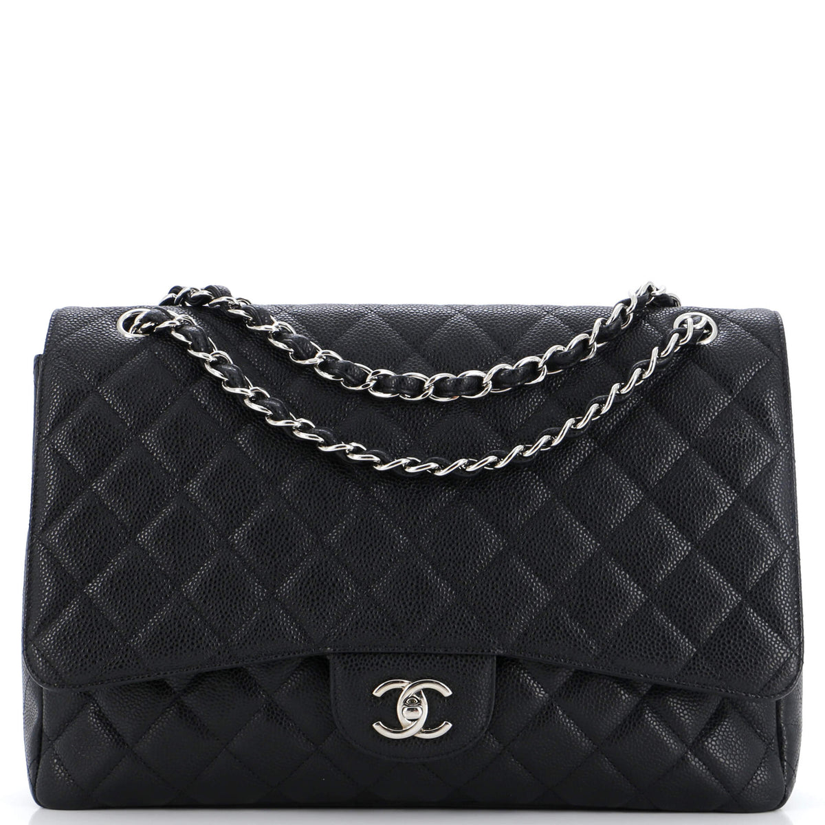 Chanel CHANEL Classic Single Flap Bag Quilted Caviar Maxi