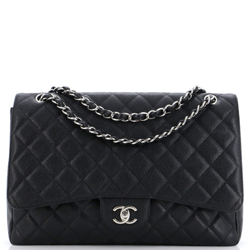 CHANEL Classic Single Flap Bag Quilted Caviar Maxi