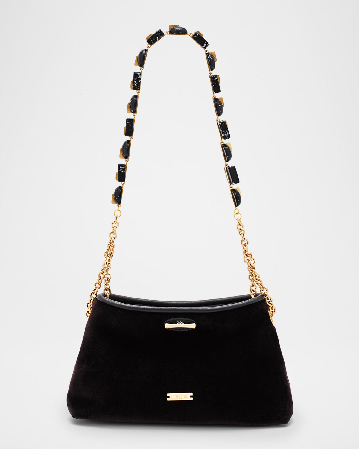 Cult Gaia Kiraz Mini Stone-Embellished Velvety Shoulder Bag