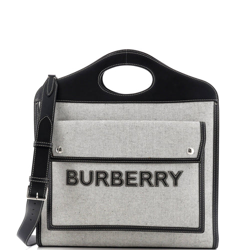Logo Pocket Tote Canvas with Leather Medium