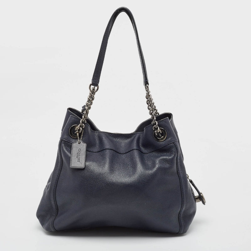 Coach Navy Blue Leather Edie Shoulder Bag