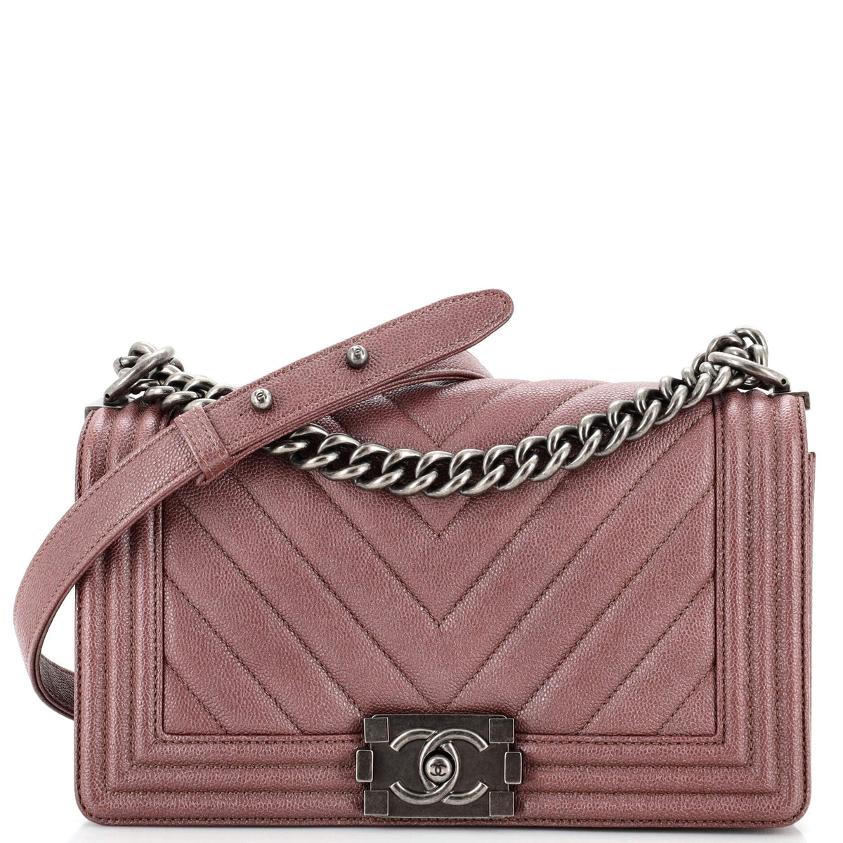 Chanel CHANEL Boy Flap Bag Chevron Iridescent Caviar Old Medium