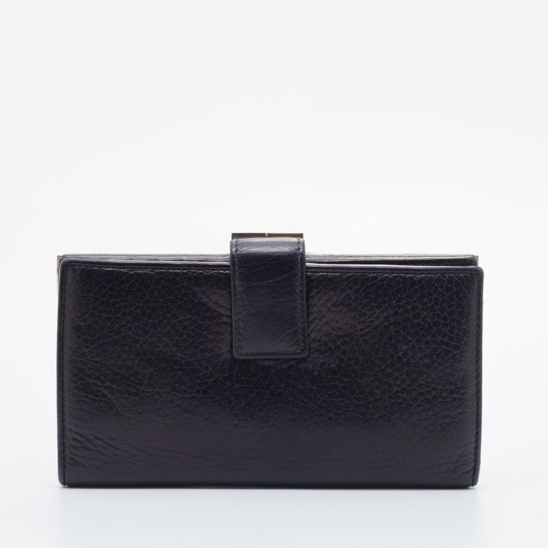 Ch Carolina Herrera Black Leather French Continental Wallet