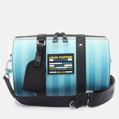 Blue Plaid Print Damier Stripes City Keepall Weekender Bag