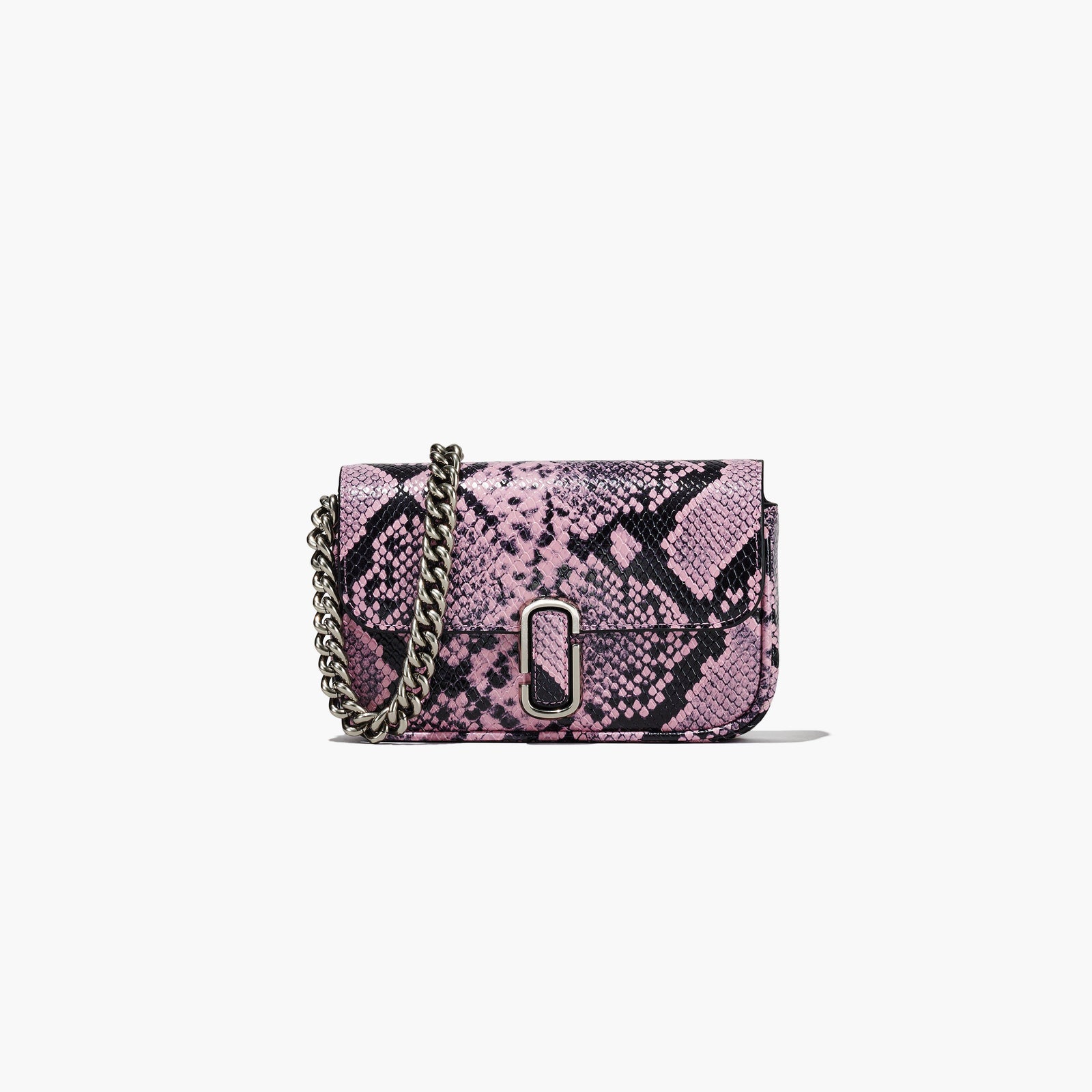 Marc Jacobs Le mini sac J Marc à motif serpent en mauve blanchi