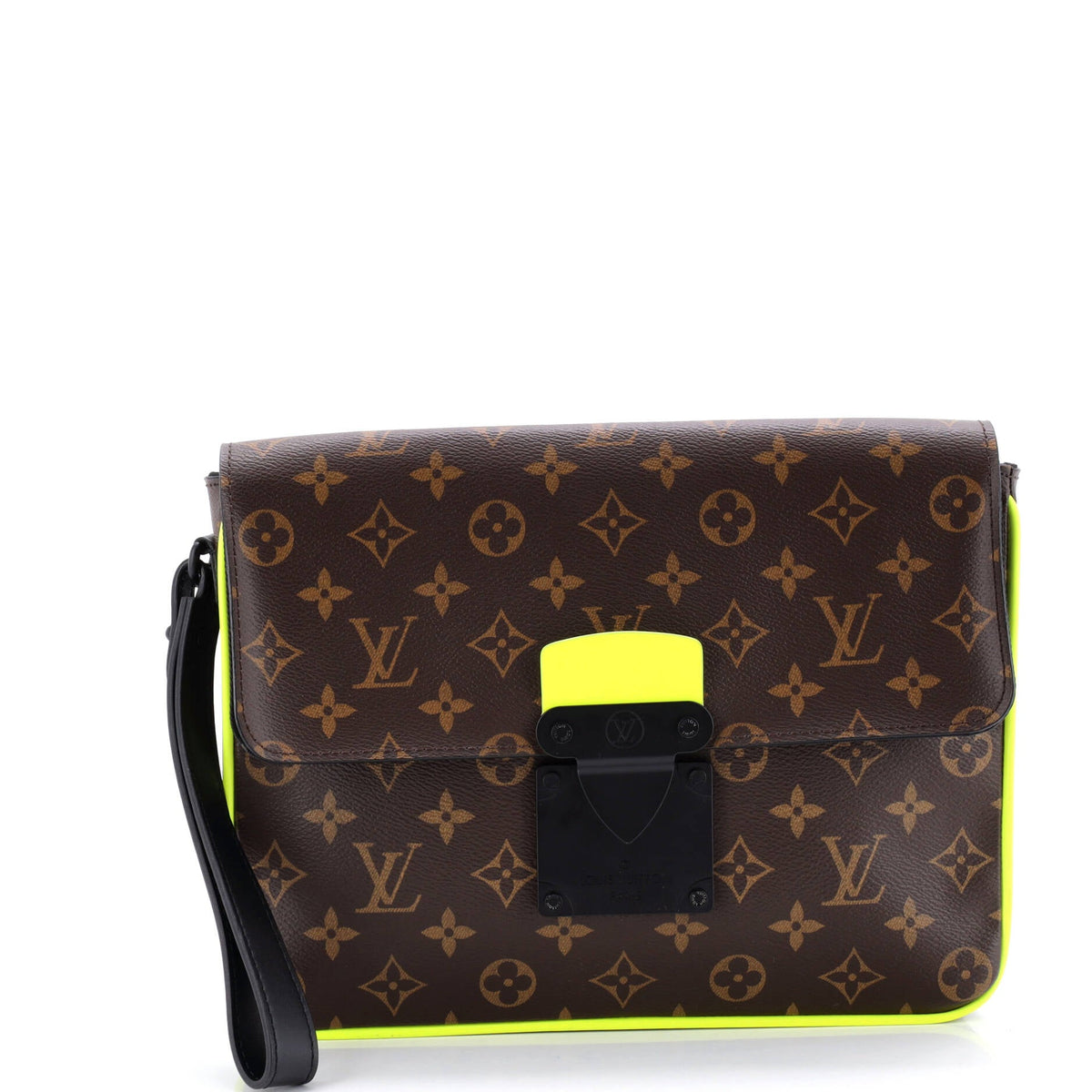 Louis Vuitton S Lock A4 Wristlet Pouch Macassar Monogram Canvas
