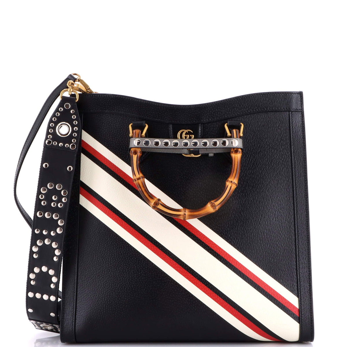 Gucci GUCCI Diana NM Bamboo Handle Tote Printed Leather Large