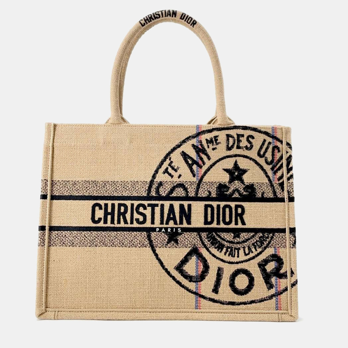 Dior Beige Canvas Book tote Medium Bag
