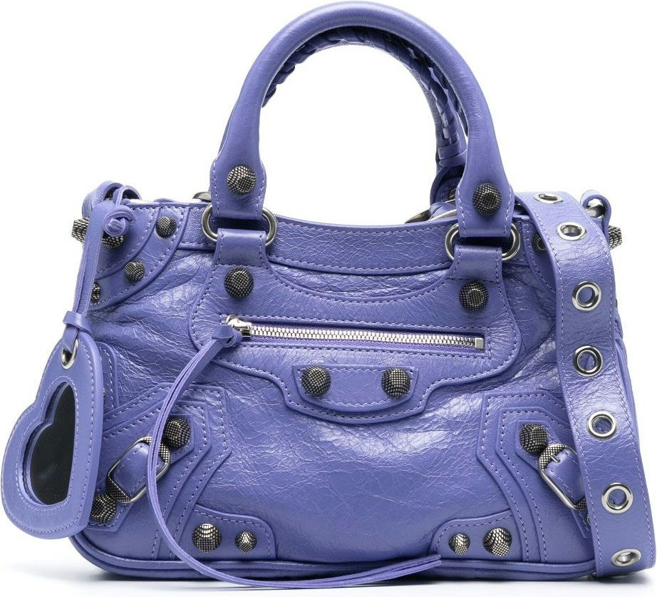 Balenciaga Women's Le Cagole Small Leather Shoulder Bag in Purple | Size UNI | 7515231VG9Y5407