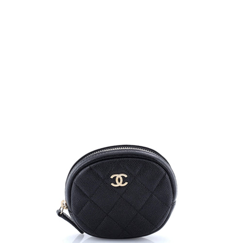 CHANEL Classic Round Coin Purse Quilted Caviar