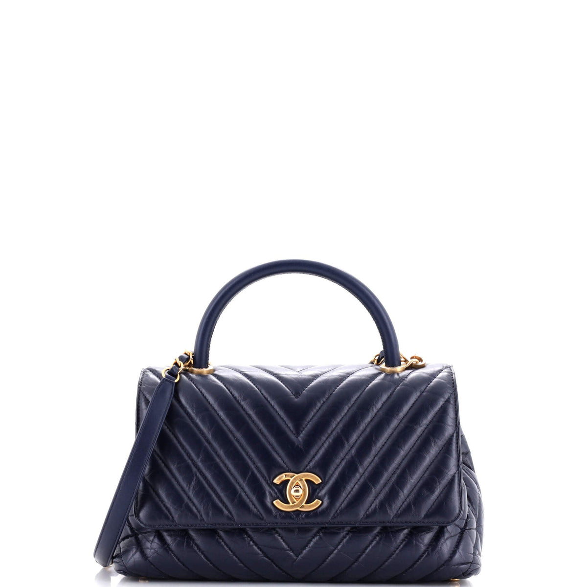 Chanel CHANEL Coco Top Handle Bag Chevron Calfskin Small