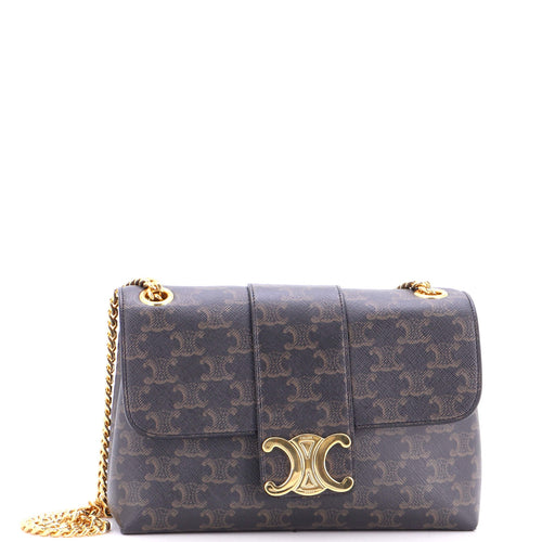 CELINE Victoire Flap Shoulder Bag Triomphe Coated Canvas Medium