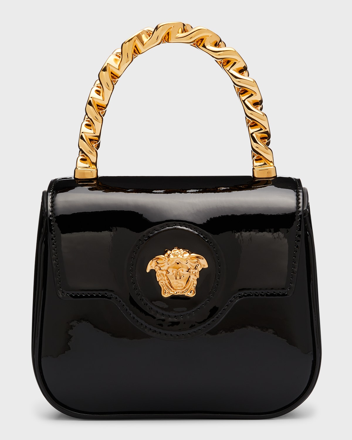 Versace Medusa Patent Chain Top-Handle Crossbody Bag