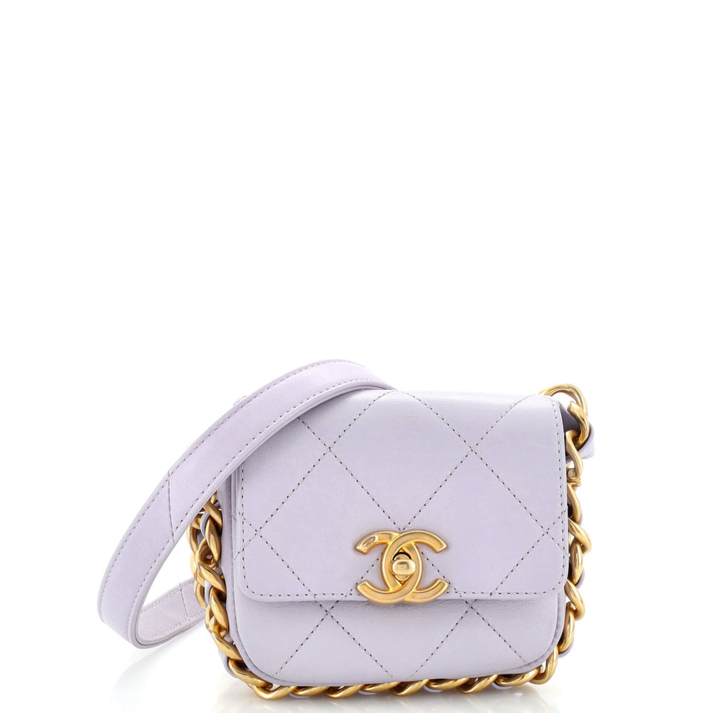 CHANEL Framing Chain Flap Bag gestepptes Kalbsleder Mini