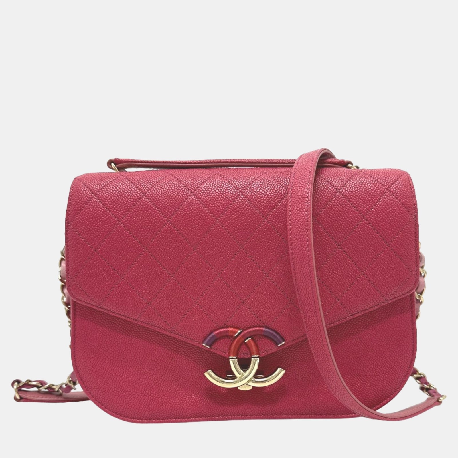 Chanel Mittelgroße Schultertasche „Cuba“ aus Kalbsleder in Rosa