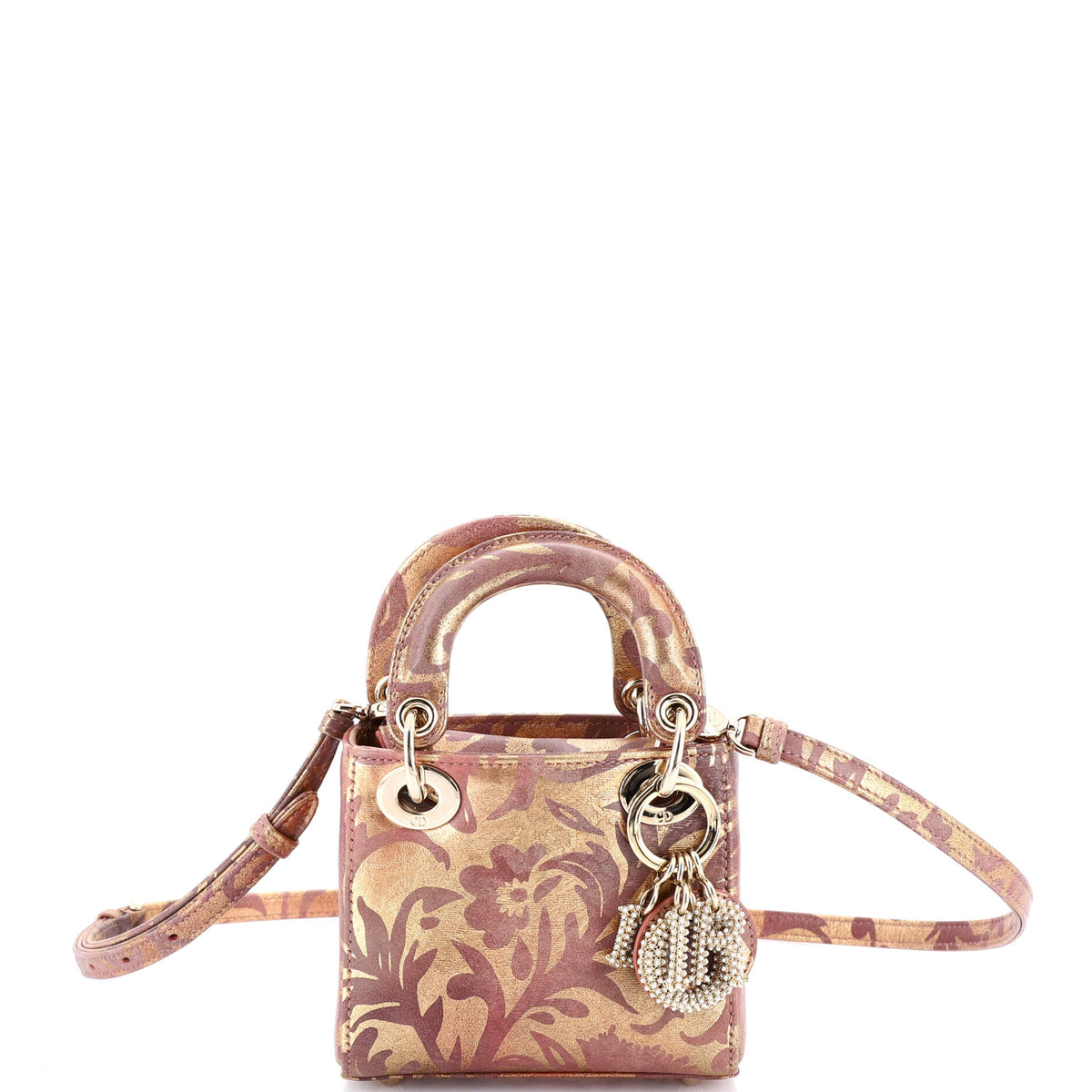 Christian Dior Lady Dior Bag Painted Leather with Faux Pearl Charms Micro