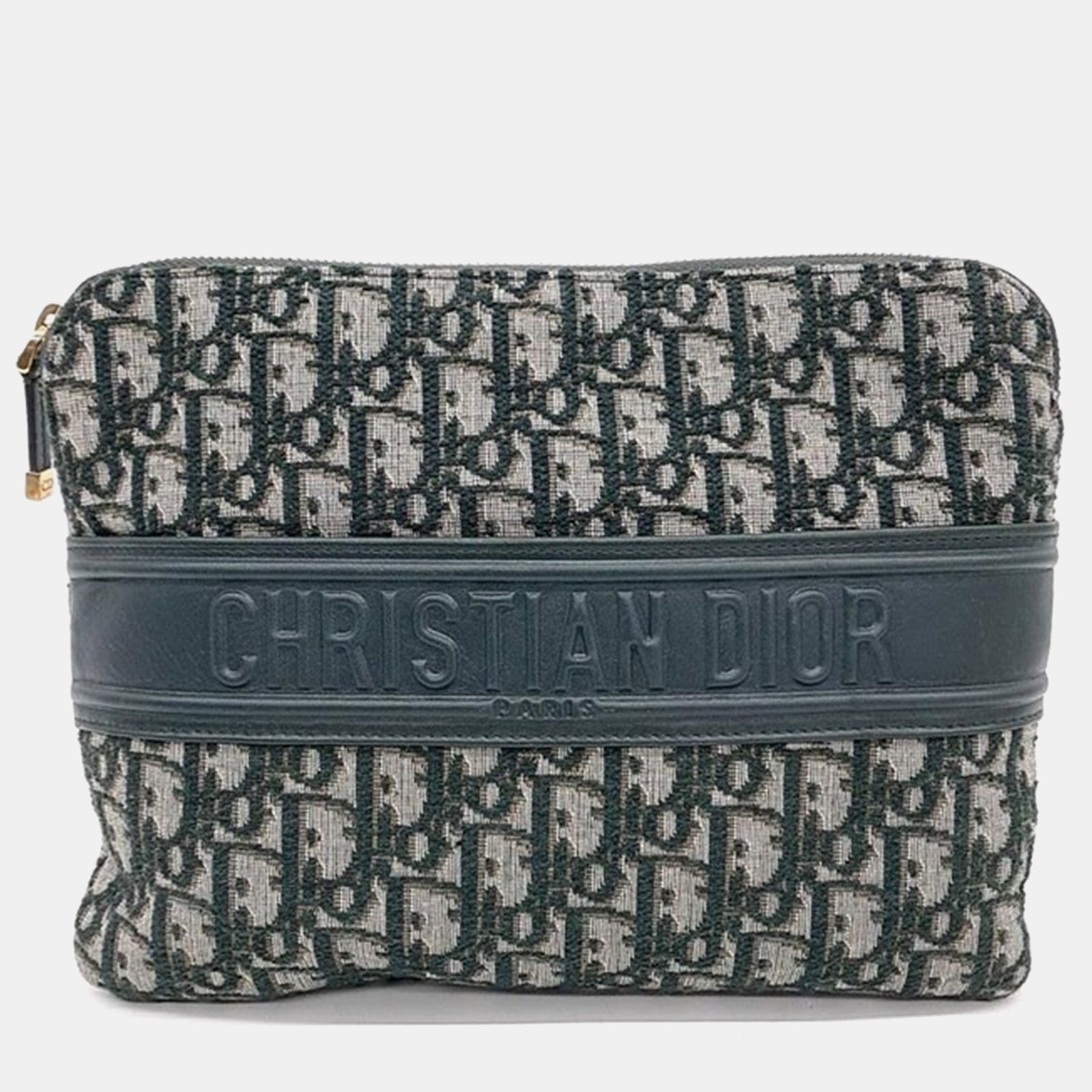 Dior Sac pochette en toile oblique verte