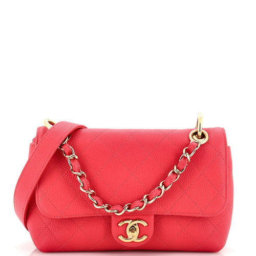 CHANEL City Walk Flap Bag Quilted Caviar Small