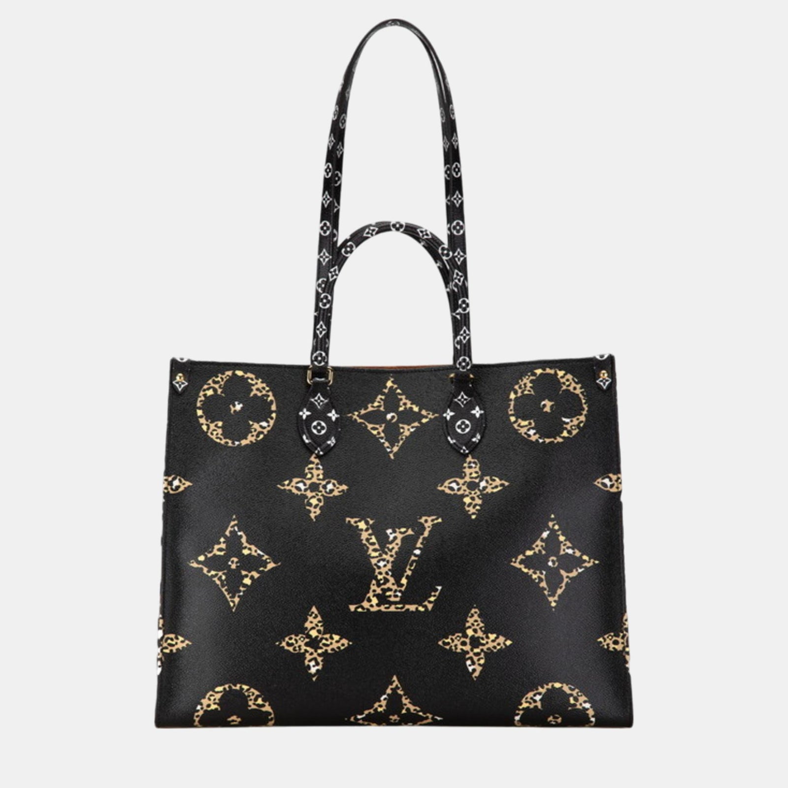 Louis Vuitton Kamelschwarze, mehrfarbige PVC-Monogramm-Riesen-Jungle-On-the-Go-GM-Einkaufstasche