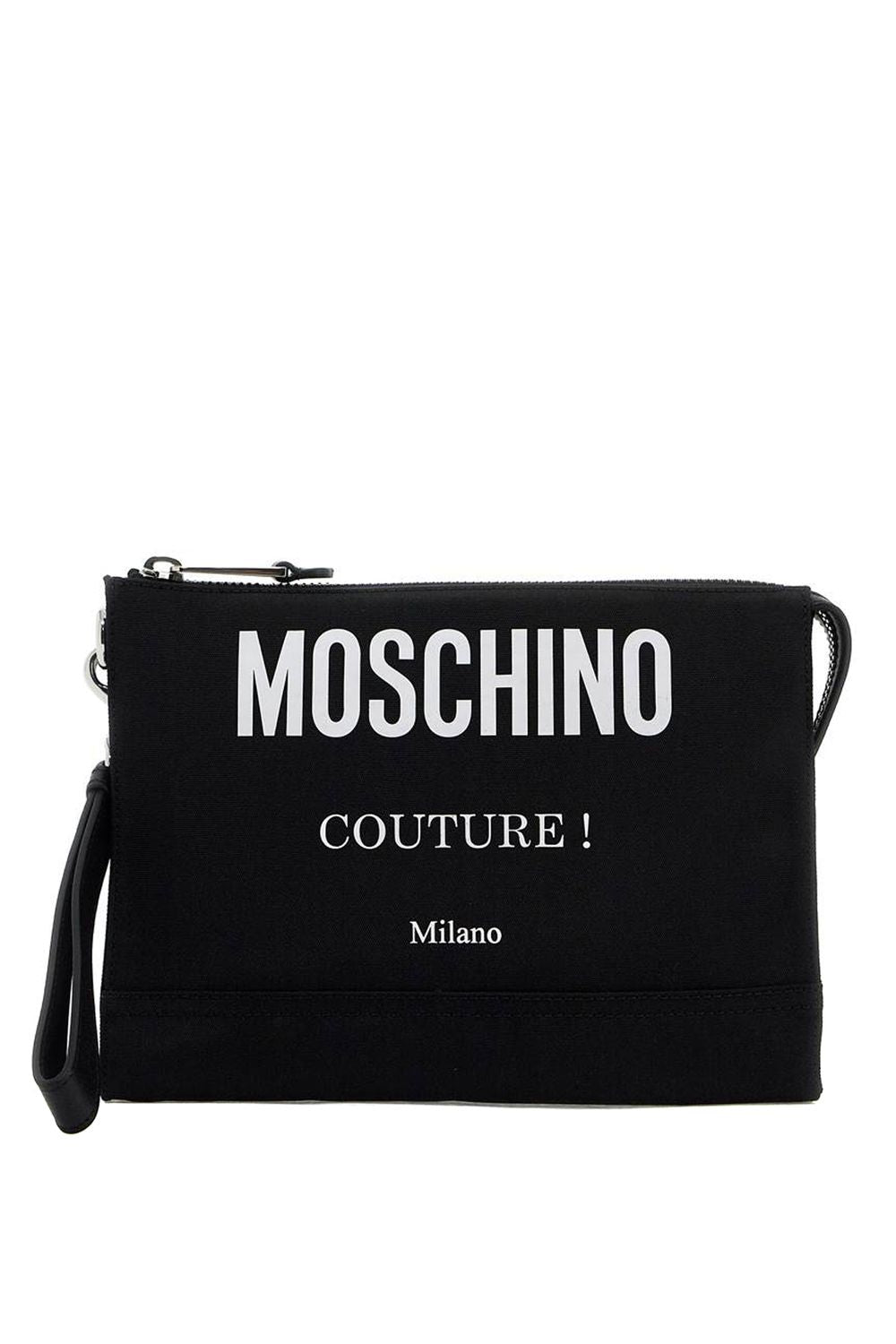 Moschino Men's Nylon Logo Pouch With Zip in Nero | A84018201