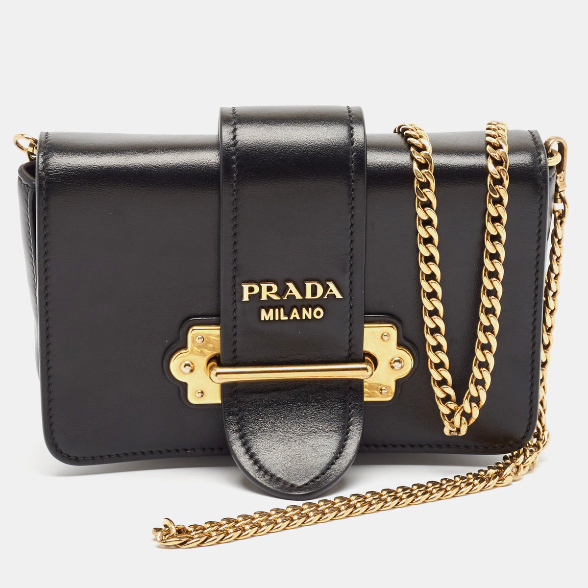 Prada Black Leather Cahier Convertible Belt Bag