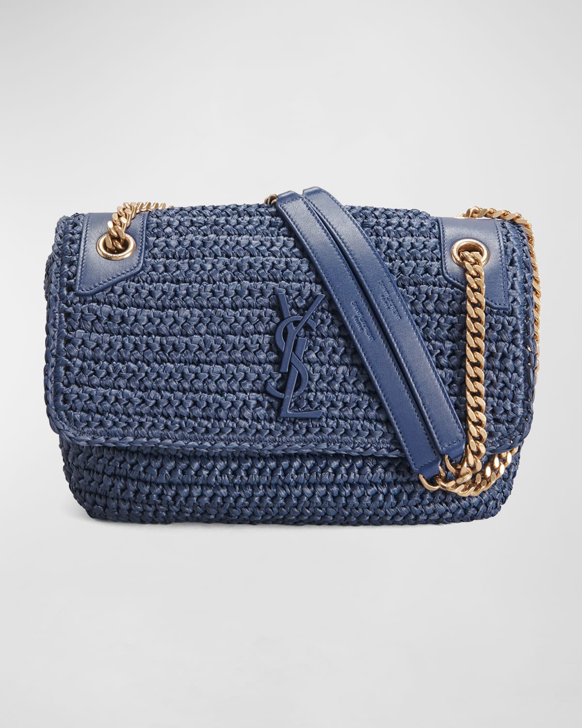 Saint Laurent Niki Medium Flap YSL Shoulder Bag in Raffia