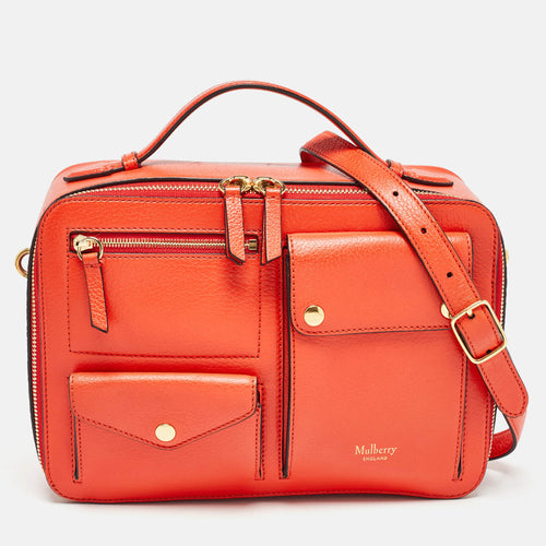 Orange Leather Cherwell Square Shoulder Bag