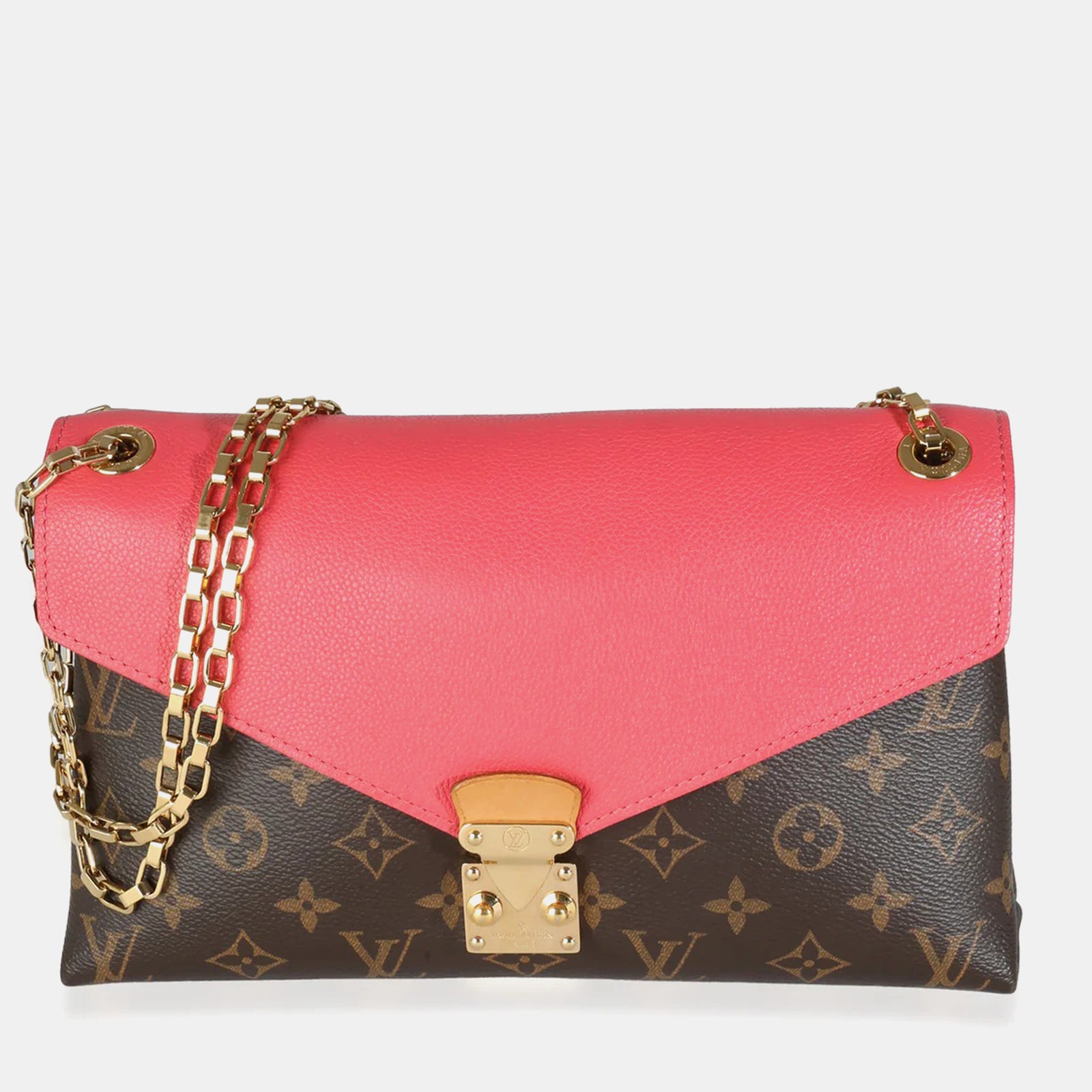 Louis Vuitton Pallas-Tasche aus Canvas mit Kettendesign in Rosé-Litchi-Monogramm