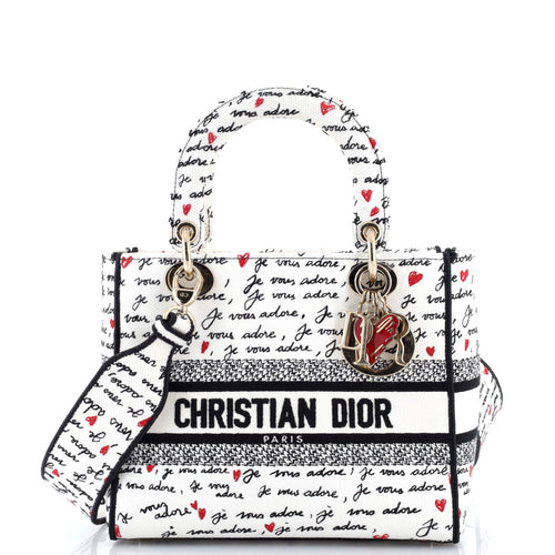 Lady D-Lite Bag Embroidered Canvas Medium