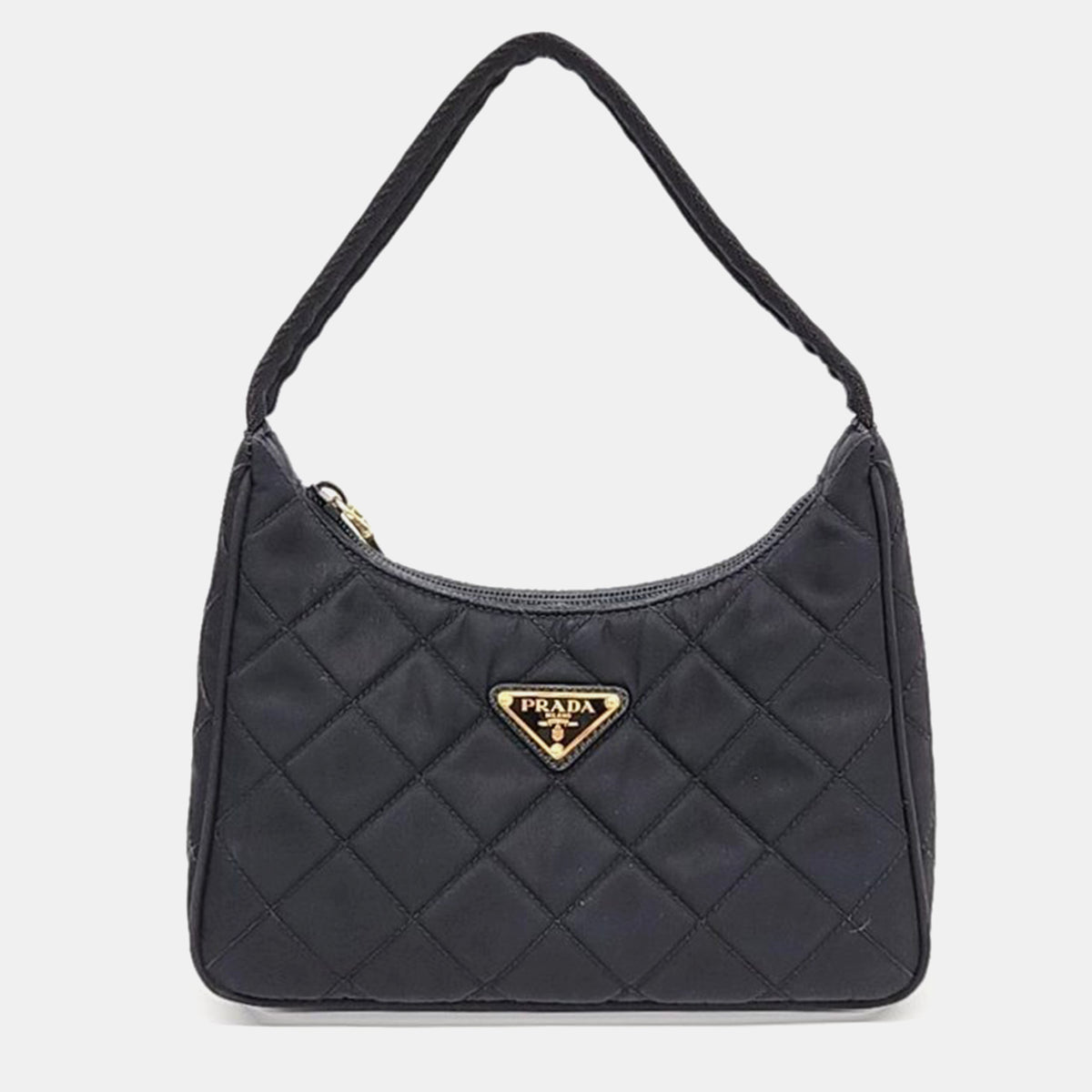 Prada Black Tessuto Nylon Impuntu Quilted Shoulder Bag