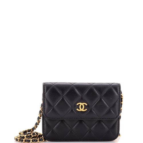 CHANEL Pearl Crush Flap Clutch with Chain Quilted Lambskin Mini