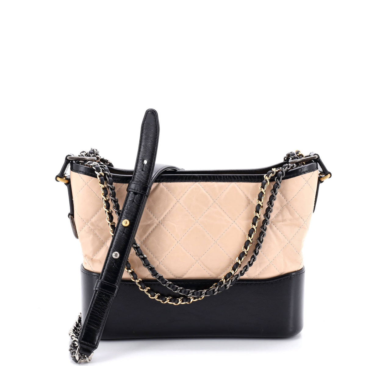 Chanel CHANEL Gabrielle Hobo with Logo Handle Quilted Aged Calfskin Medium