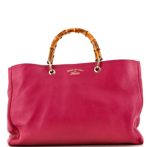GUCCI Bamboo Shopper Tote Leather Large