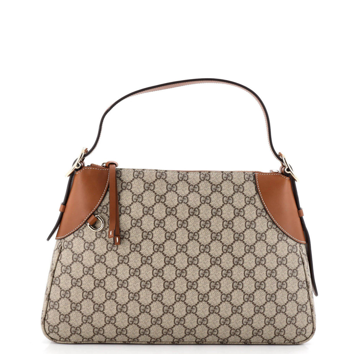 Gucci GUCCI Emblem Shoulder Bag GG Coated Canvas with Leather Large