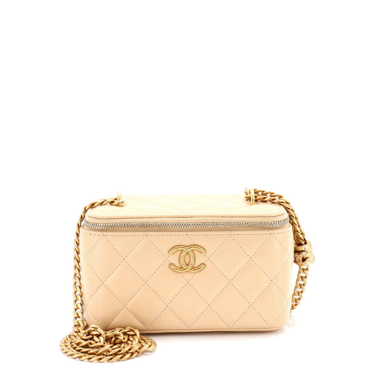 Chanel CHANEL All Slide Long Vanity Case with Chain Quilted Lambskin Small