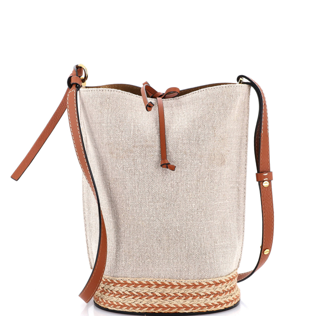 Loewe LOEWE Gate Bucket Bag Leather and Canvas with Raffia Medium