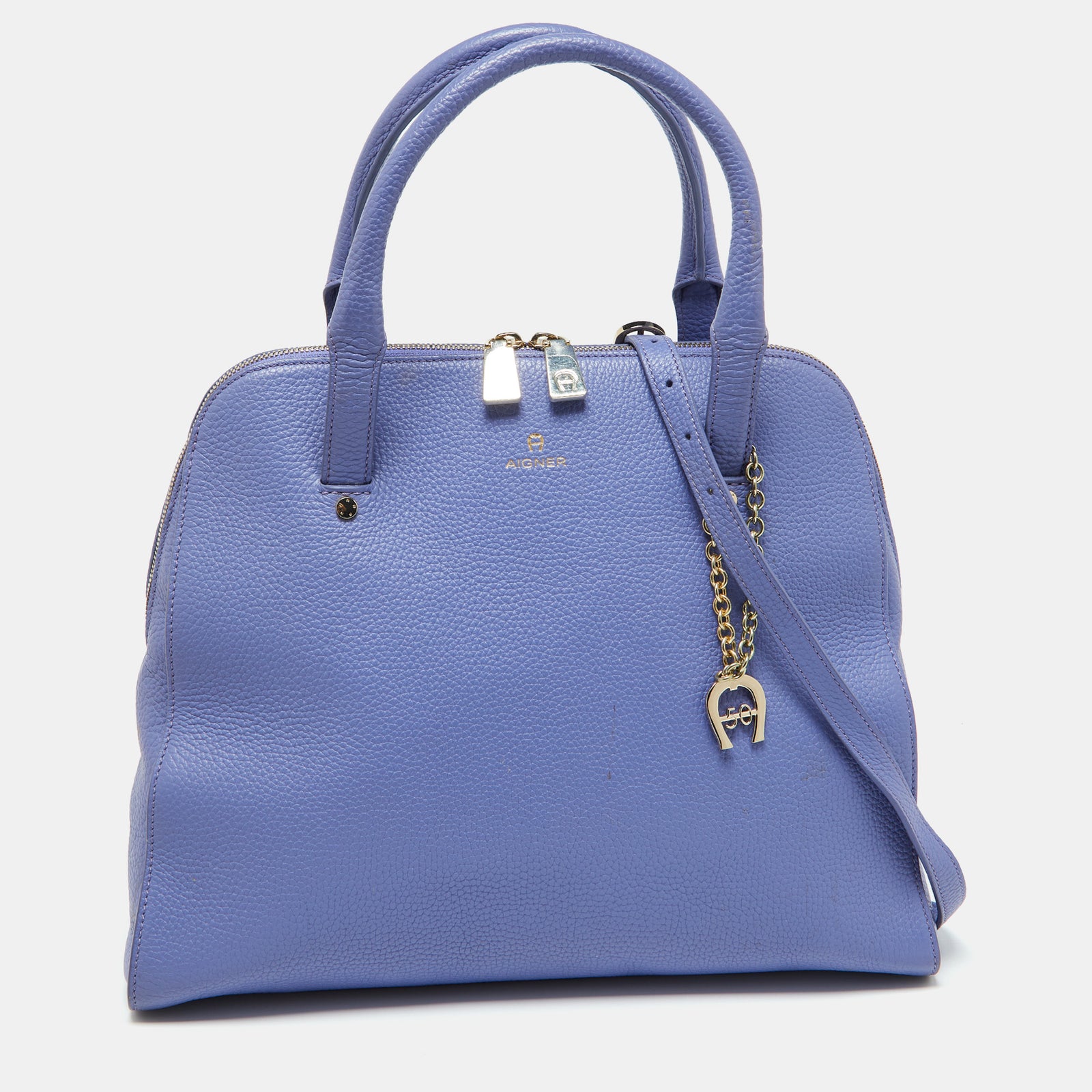 Aigner Lavender Leather Zip Satchel