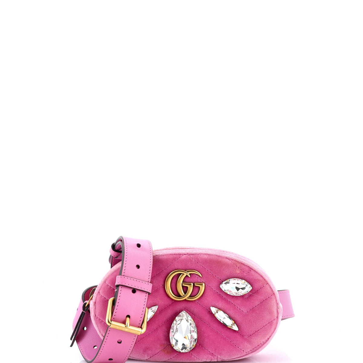 Gucci GUCCI GG Marmont Belt Bag Embellished Matelasse Velvet