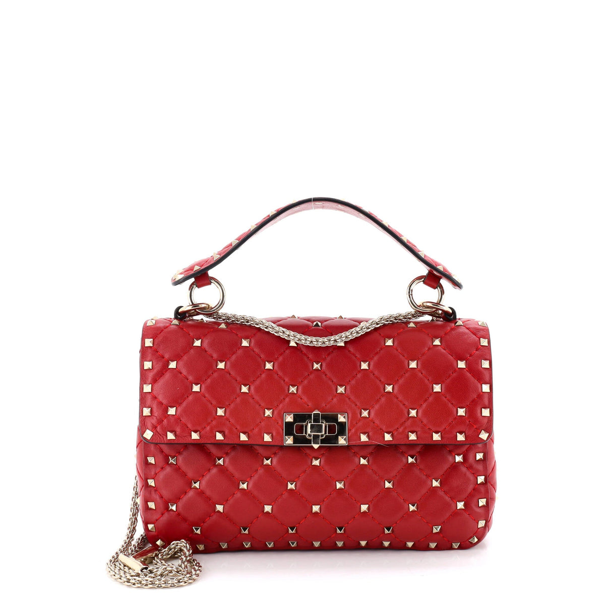 Valentino VALENTINO GARAVANI Rockstud Spike Flap Bag Quilted Leather Medium
