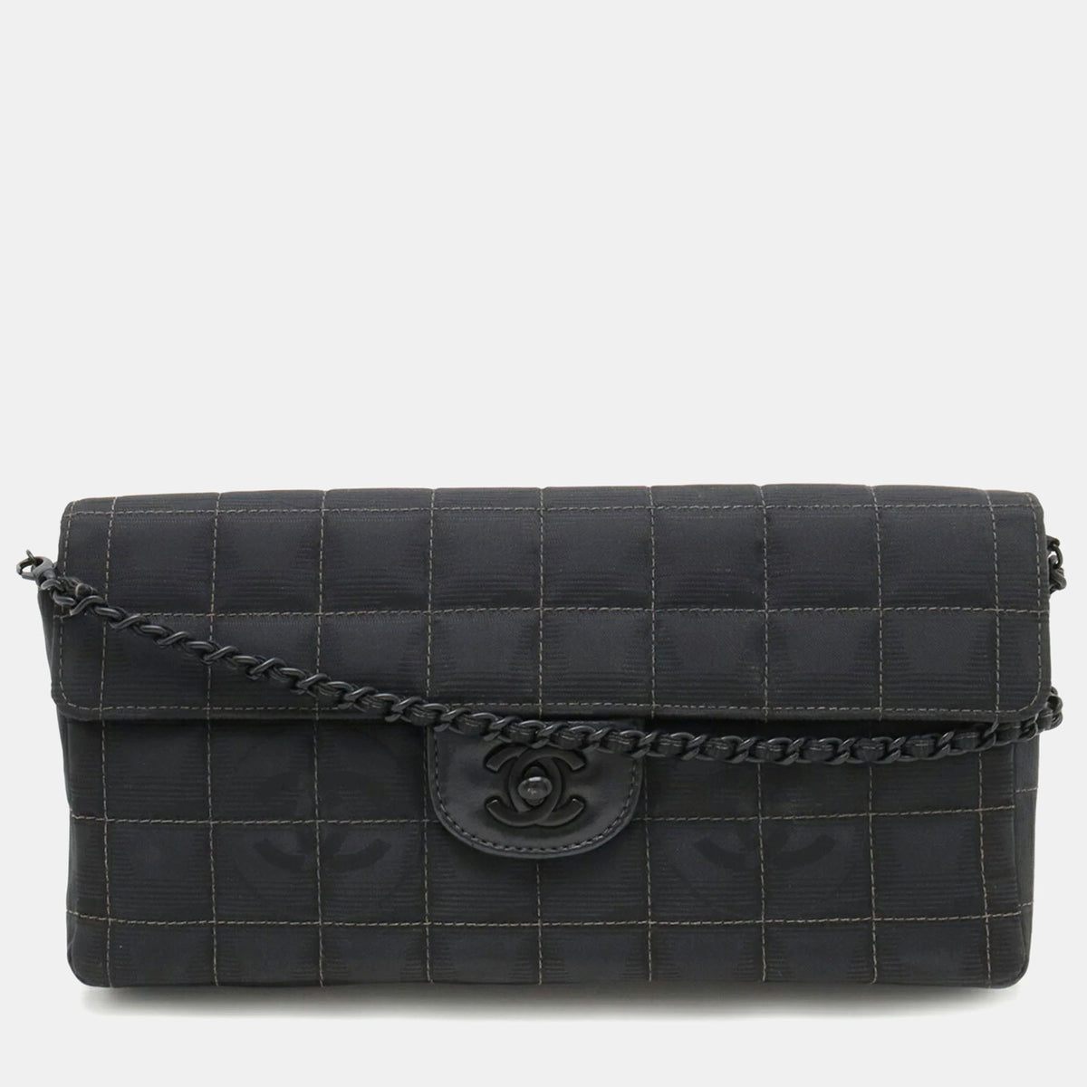 Chanel Black Nylon Travel Ligne E/W Flap Shoulder Bag