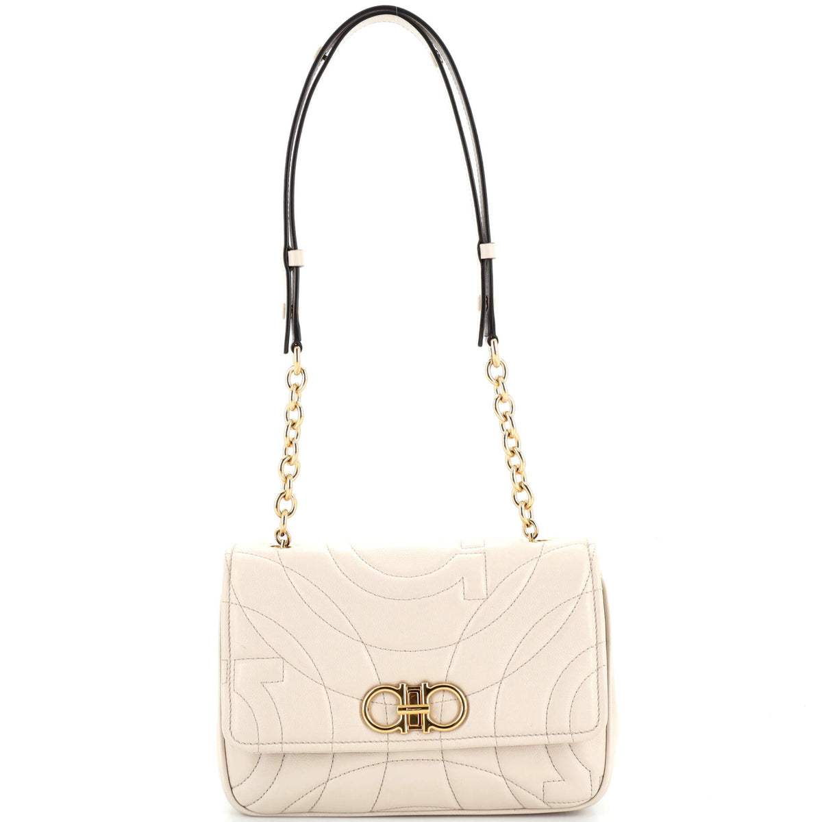 Salvatore Ferragamo Gancini Turnlock Flap Bag Gancini Quilted Leather Small